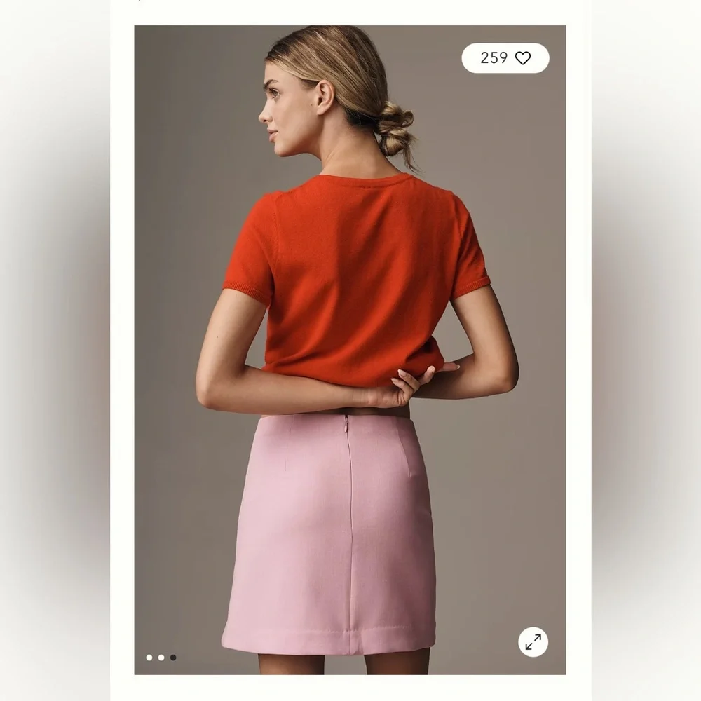 BNWT Maeve Anthropologie Light Pink Linen Style Tailored Mini Skirt - Picture 2 of 5